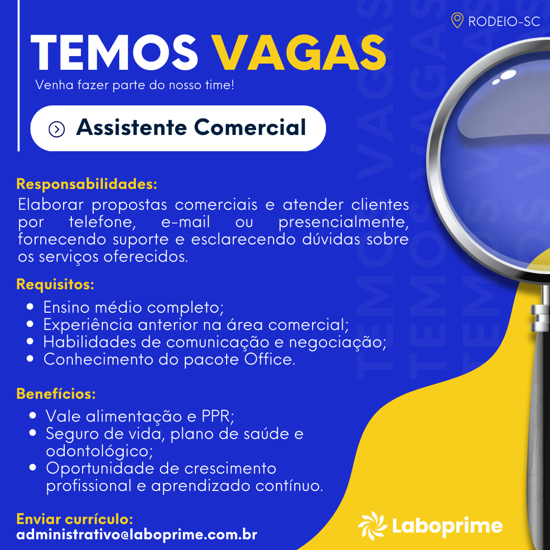 Vaga Assistente Comercial